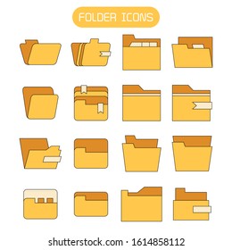 yellow folder and archive icons set