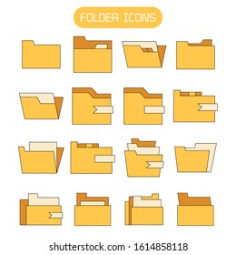 yellow folder and archive icons set