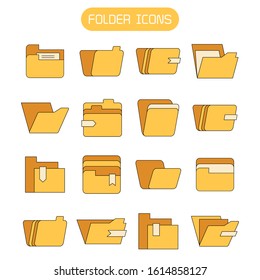 yellow folder and archive icons set