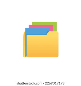 Yellow folder with colorful files icon design. User interface icon design. Vector illustration.