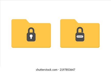 Yellow folder with confidential documents, Confidential data and information, Data protection, Profile login and password