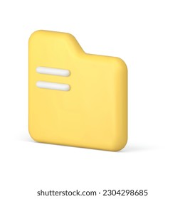 Yellow folder digital memory information storage organization isometric 3d icon realistic vector illustration. Cyberspace archive document data organize directory file web connect technology