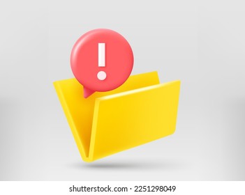 Carpeta amarilla con signo de exclamación. 3.ª ilustración vectorial