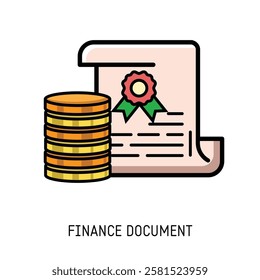 A yellow folder icon with a dollar bill inside perfect for finance apps or websites showing bill organization