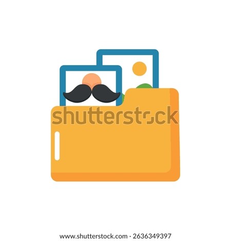 Yellow folder icon filled with photos, symbolizing father’s memories or family album.
