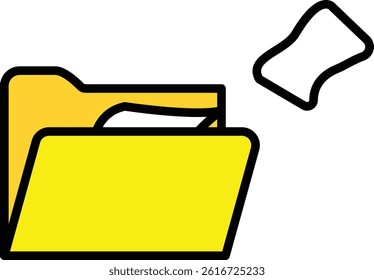 Yellow Folder Icon with Incoming File