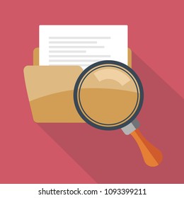 Yellow folder icon and magnifying glass. 