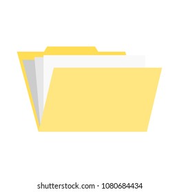 yellow folder icon on white background, vector illustration
