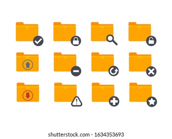 Yellow folder Icons on white background,vector illustration