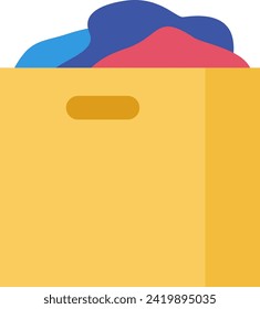 Yellow folder with multicolored papers sticking out. Office organization and paperwork sorting vector illustration.