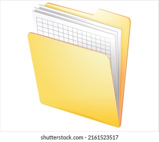 gelber Ordner auf weißem Hintergrund