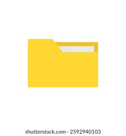Yellow folder with paper icon. Vector illustration.