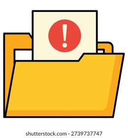 Yellow folder with warning sign file icon on white background icon