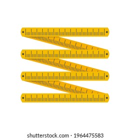 Yellow folding rule. Zigzag shape. Flat style vector illustration isolated on white background.