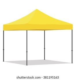 Yellow Folding Tent Vector Illustration. Pop Up Gazebo. Canopy Tent