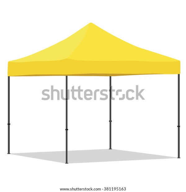 Yellow folding tent vector illustration. Pop up\
gazebo. Canopy tent