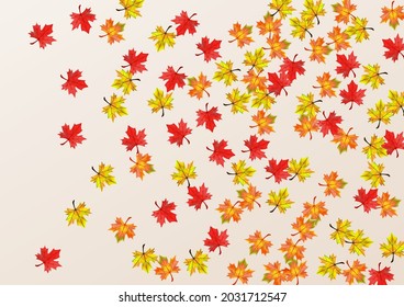Yellow Foliage Background BeigeVector. Floral Ground Illustration. Golden Season Leaf. October Leaves Template.