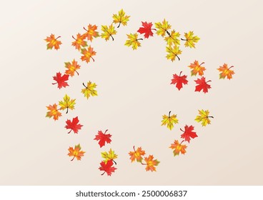 Yellow Foliage Background BeigeVector. Floral Canadian Design. Brown Shape Plant. Paper Leaf Illustration.