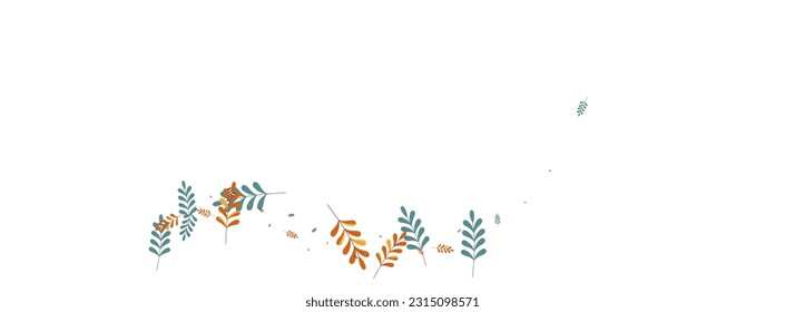 Yellow Foliage Background White Vector. Herb Isolated Texture. Orange Leaf. Red Leaves Modern. Seamless Design.