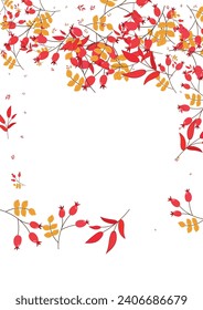 Vector blanco de fondo de follaje amarillo. Leaf Seamless Card. Esquema de hojas de borgoña. Plantilla de símbolo. Papel de hierba.