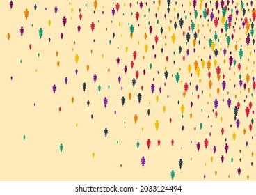 Yellow Foliage Vector Beige Background. Red Leaf Flying Set. Ecology Confetti Card. Bright Confetti Pattern.
