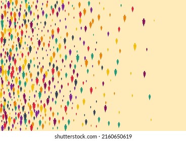 Yellow Foliage Vector Beige Background. Orange Leaf Scattered Pattern. Frame Confetti Card. Autumn Confetti Design.