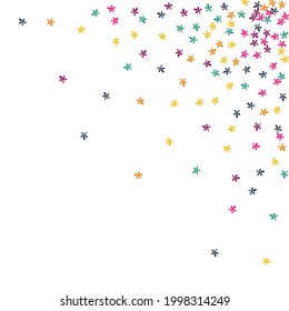Yellow Foliage Vector White Background. Orange Confetti Element Texture. Eco Leaf Pattern. Red Confetti Card.