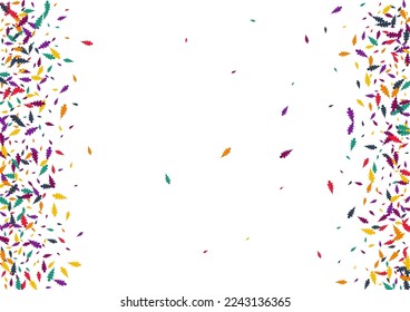 Yellow Foliage Vector White Background. Orange Leaf Plant Pattern. Scattered Confetti Illustration. Red Foliage Texture.