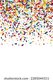 Yellow Foliage Vector White Background. Orange Leaf Maple Pattern. Chaotic Confetti Set. Bright Leaf Illustration.