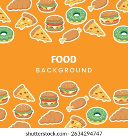 Um Projeto de Fundo de Comida Amarelo com Ilustrações de Fast Food Sortidas
