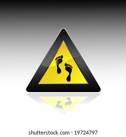 yellow foot sign. Vector