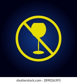 Yellow Forbidden sign, isolated. Vector illustration  on a blue background