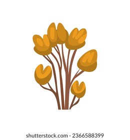 Yellow forest tree vector illustration in cartoon style, flat autumn trees