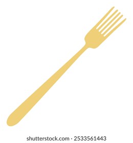 Yellow fork is isolated on a white background. Flat style. For poster, logo, label design. Pastel colors