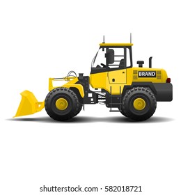 Yellow fork lift loader  isolated illustration for banner internet poster, flatten isolated illustration vector