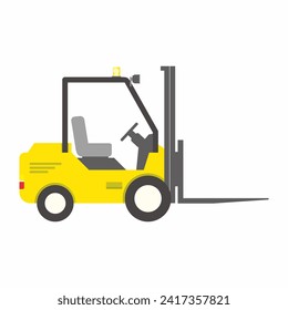 Yellow Forklift Cartoon Vector Illustration Isolated on White Background