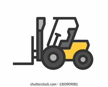 Yellow forklift truck