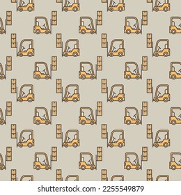 Yellow Forklift vector concept creative seamless pattern or background