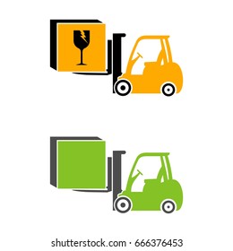 Yellow Forklift Vector Icon Logo Template Illustration Design. Vector EPS 10.