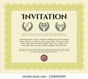 Yellow Formal invitation. Artistry design. Customizable, Easy to edit and change colors. Printer friendly. 