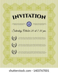 Yellow Formal invitation. Artistry design. With linear background. Customizable, Easy to edit and change colors. 