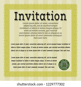 Yellow Formal invitation. With background. Customizable, Easy to edit and change colors. Elegant design. 