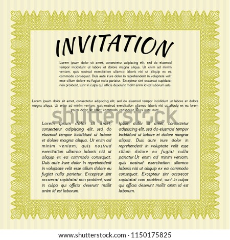 Yellow Formal Invitation Background Customizable Easy Stock Vector