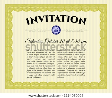 Yellow Formal Invitation Background Detailed Sophisticated Stock