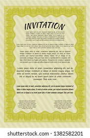 Yellow Formal invitation. With background. Vector illustration. Lovely design. 