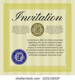Yellow Formal invitation. Beauty design. With quality background. Vector illustration. 