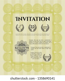 Yellow Formal invitation. Beauty design. Detailed. With complex background. 