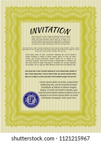 Yellow Formal invitation. Complex background. Customizable, Easy to edit and change colors. Modern design. 