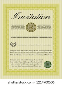 Yellow Formal invitation. Complex background. Money Pattern. Customizable, Easy to edit and change colors. 