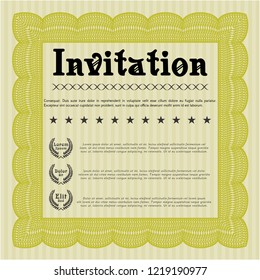 Yellow Formal invitation. With complex background. Customizable, Easy to edit and change colors. Money Pattern. 